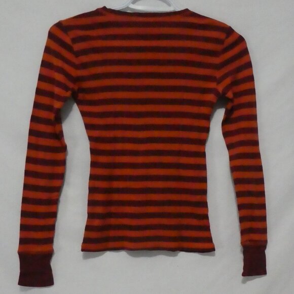 DELIA'S | xs - extra small | Striped Orange and Burgundy Long Sleeve Shirt - Picture 2 of 15